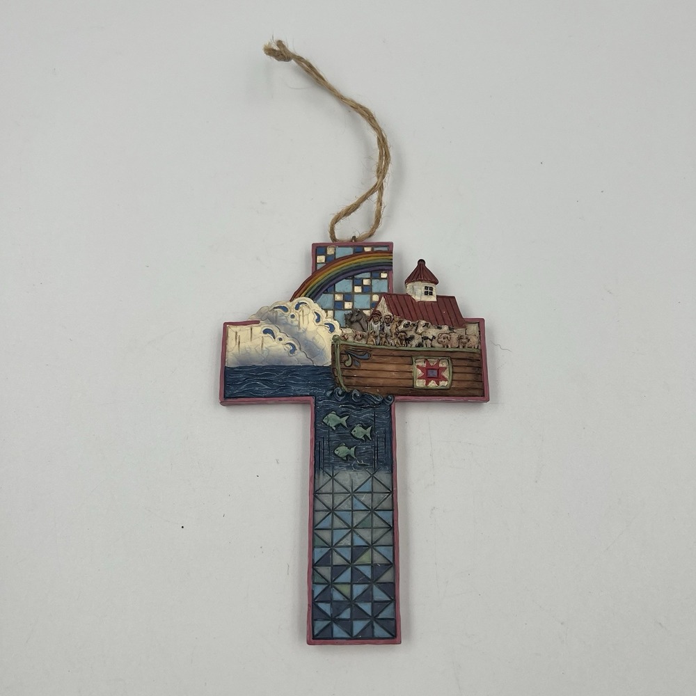 Jim Shore Heartwood Creek Noah's Ark Cross Hanging Ornament 2007 4008099